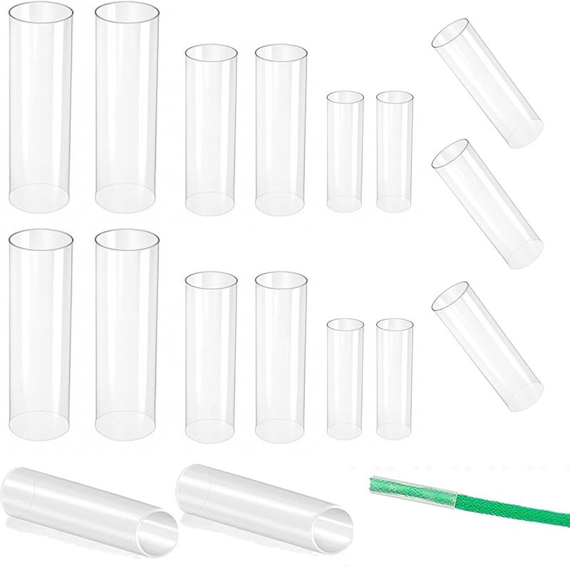 ECNHIVE 50PCS Clear Shoe Lace Ends Tips 0.98''/1.18''/1.57''X0.5'', 3 Size Aglets for Shoelaces Drawstrings Heat Shrink Tubing for Sneaker Shoe Shortening Repair Shoelace Head Cord End Cap Ends Replacement - Image 1
